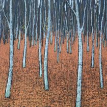 Elgnowo - las bukowy jesienią, tłusty pastel, 50 x 70 cm, 2019, kolekcja prywatna - Polska